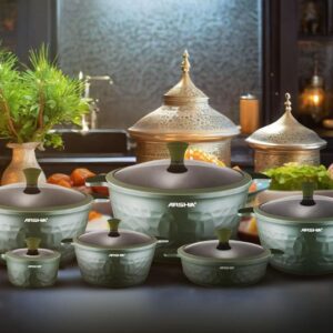 مجموعة أرشيا الفاخرة 12 قطعة باللون الأخضر الزاهي.