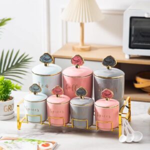 طقم توابل بورسلين ١١ ق على حامل مودرن