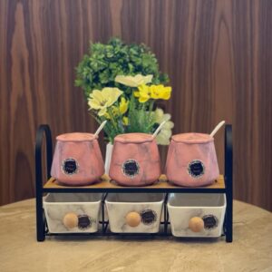 طقم توابل ٧ قطع علي حامل استيل SH