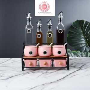 أطقم توابل ١١ قطعه علي حامل استيل SH