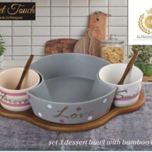 Alternative view of طقم تقديم سلطه ٣ قطع بالحامل الخشب والمعالق SH